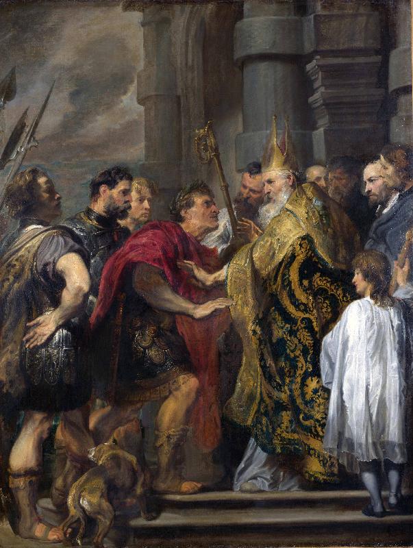 Anthony Van Dyck Saint Ambrose barring Theodosius I from Milan Cathedral oil painting image
